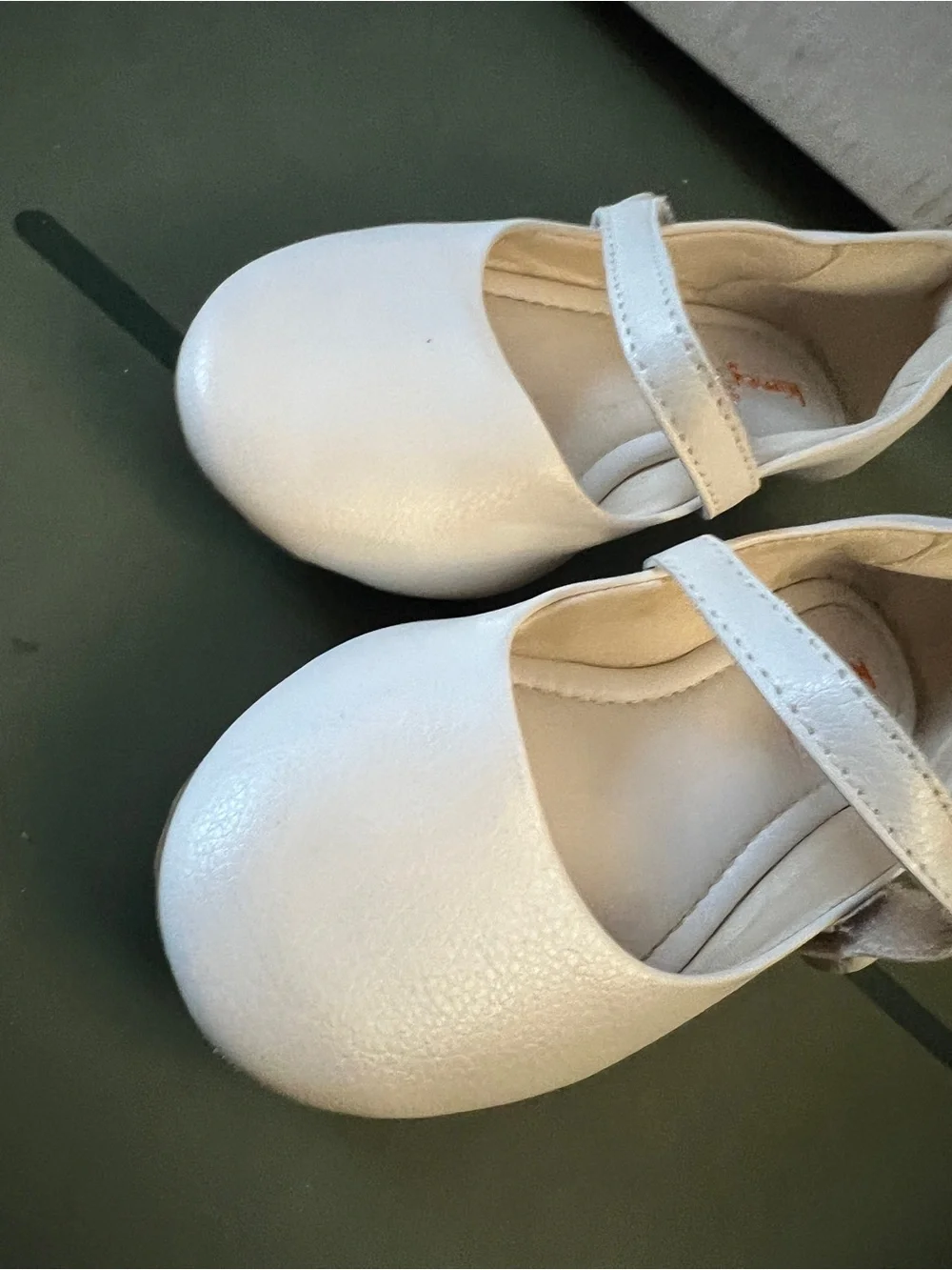 Girls' Cream Mary Jane Dress Shoes with Hook-and-Loop Strap